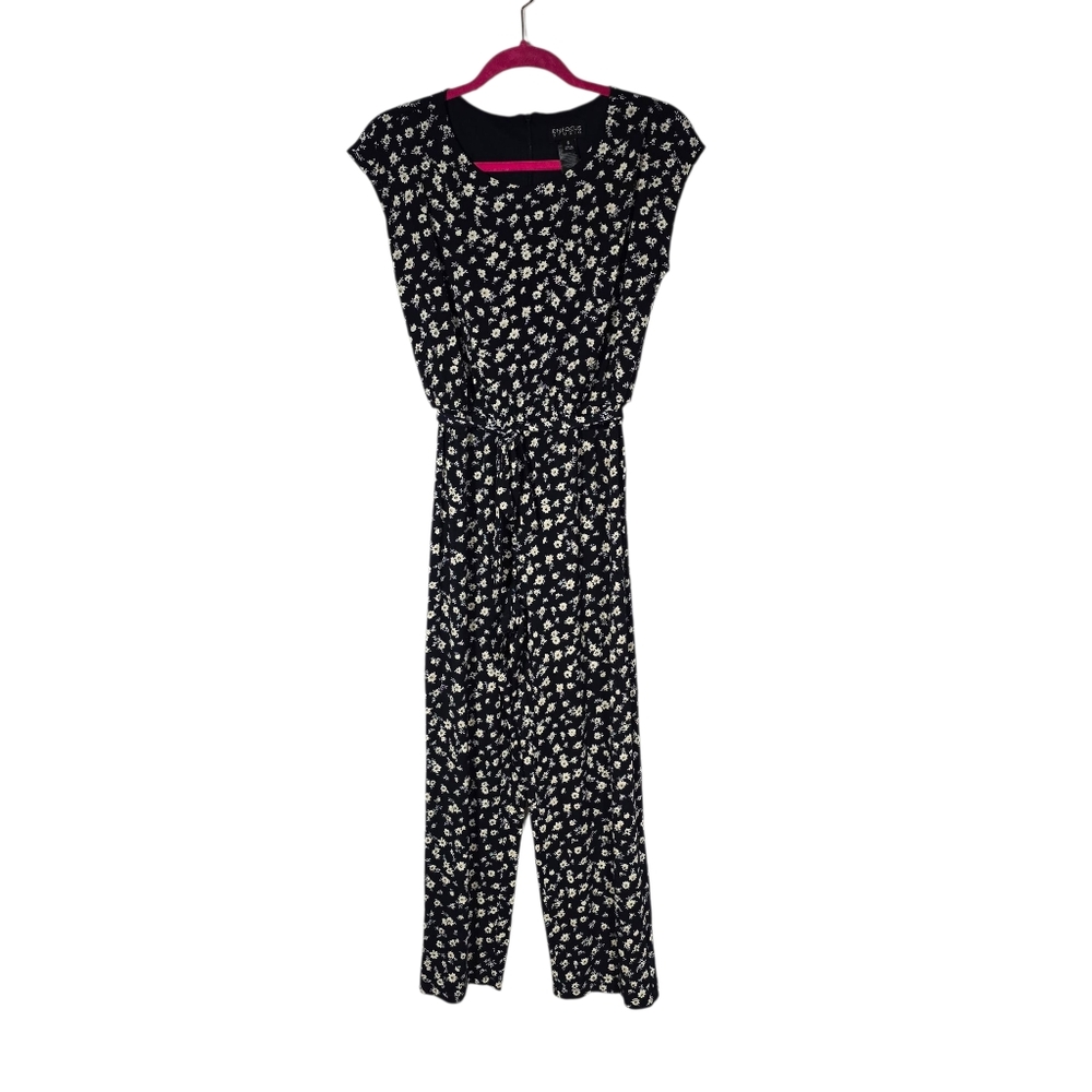 Enfocus Studio Size 6 Blue Floral Belted Jumpsuit